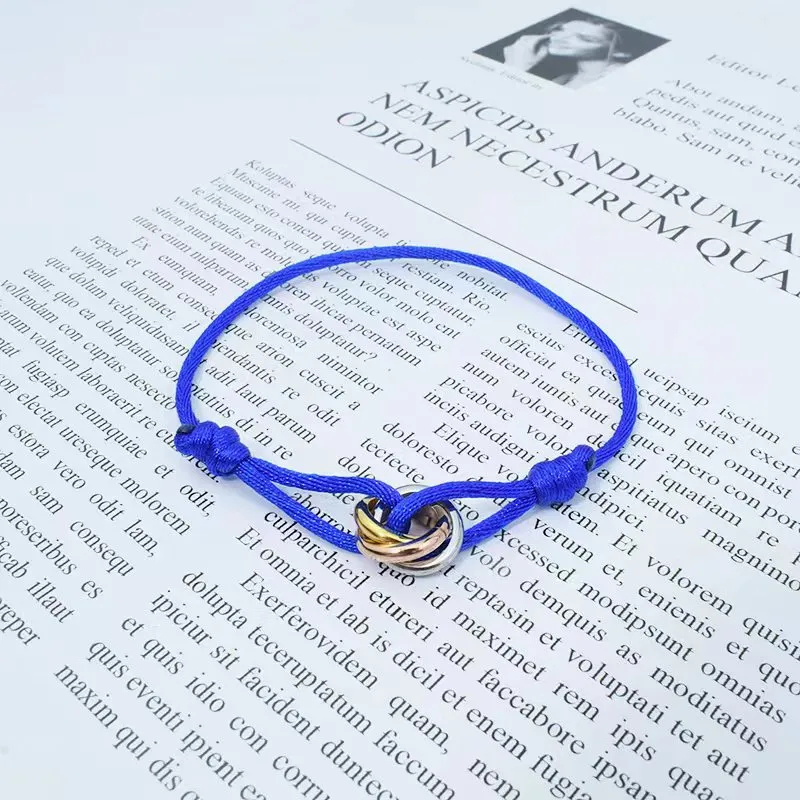 Herren Damen Designer Mode 316l Edelstahl Trinity Ring String Armband Drei Ringe Hand_voghion.com