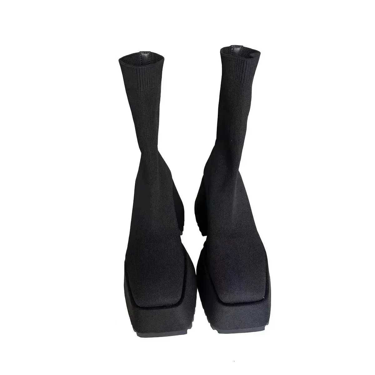 Șosete pantofi casual cu platformă ascunsă pentru femei, toamnă, tricotate, scurte, cizme cu platformă 11cm 241022_voghion.com