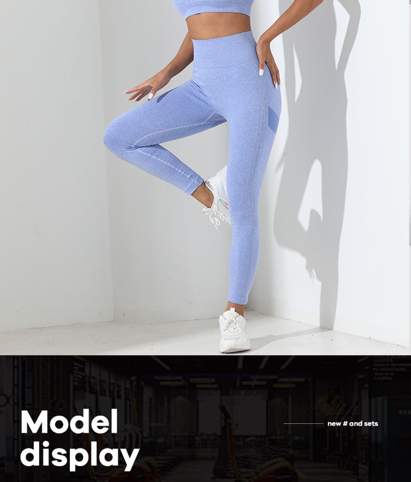 Set de trening de yoga simplu, 2 bucăți, fără cusături, foarte elastic, cu spate încrucișat, colanți cu control al abdomenului și șoldurilor_voghion.com