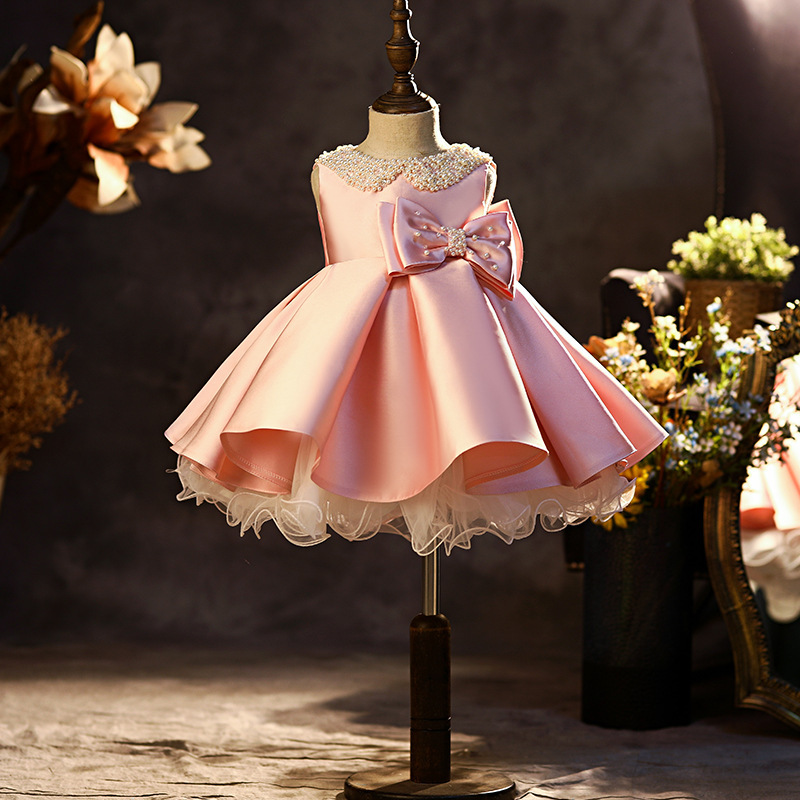 Children's Dress Princess Dress 2025 New Girls Wedding Dress First Birthday Evening Dress Baby Tutu Skirt