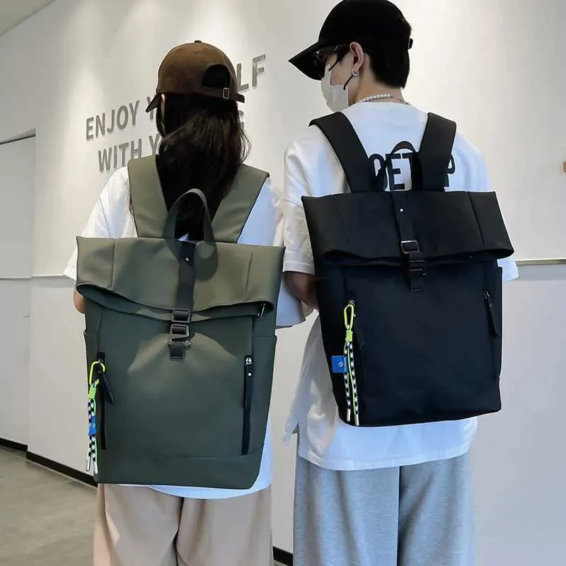 Damen Freizeit Großer Rucksack Männer Laptoptasche Ladys Nylon Roll Top Männlich Reisetasche Port Schulrucksäcke Für Teenager_voghion.com