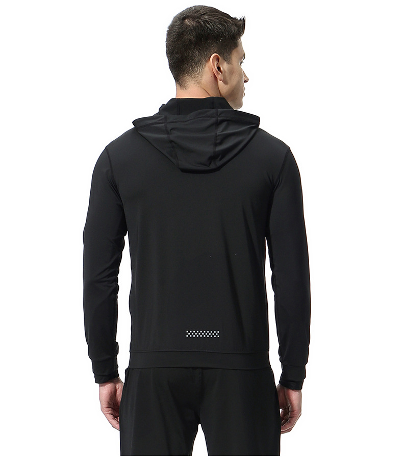 Heren sportjack met capuchon, sneldrogend, met ritssluiting, kanten patroon, geschikt voor outdoor training en hardlopen in de herfst en winter._voghion.com