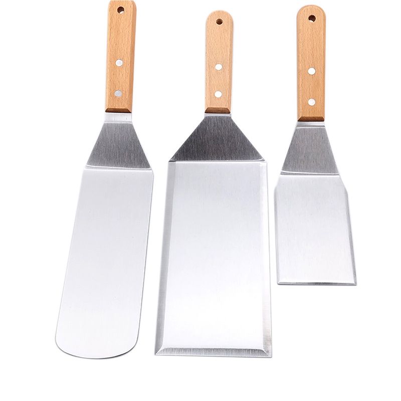 Beech handle stainless steel steak cooking pizza fried fish barbecue spatula baking utensils_voghion.com