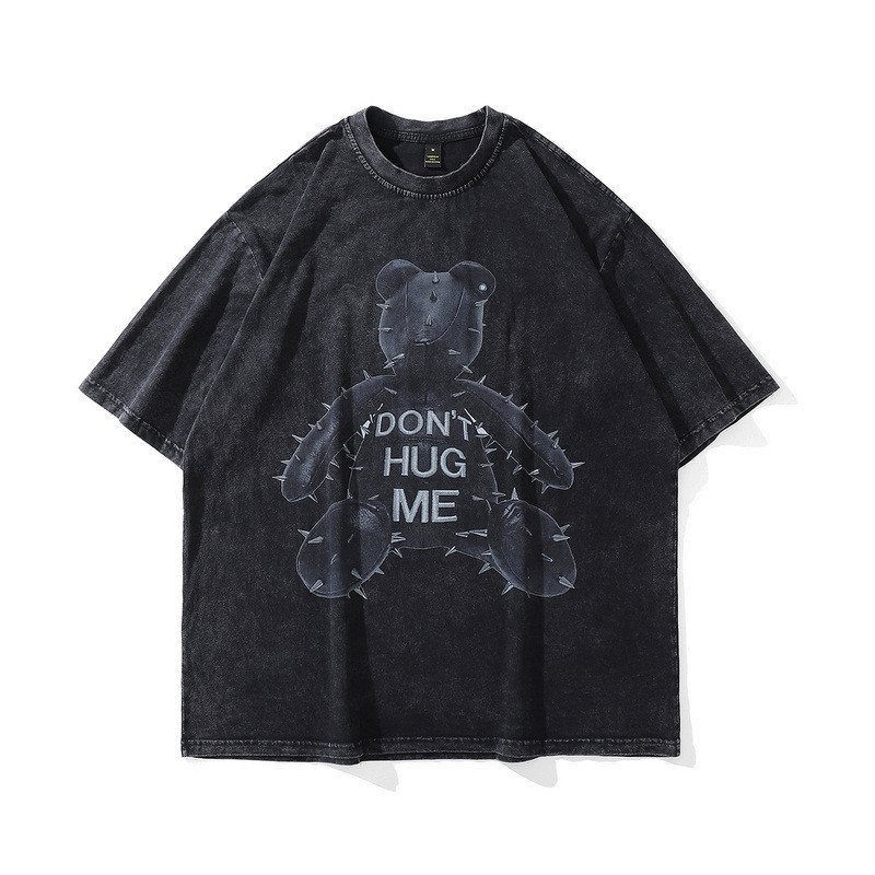 Maglietta estiva da uomo in stile americano, alla moda, vintage, lavata, con stampa di cane Doberman, a maniche corte, in cotone_voghion.com