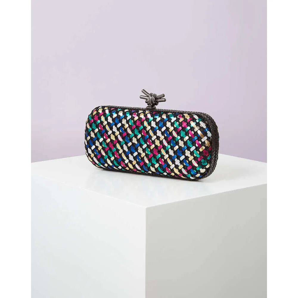 Gold Evening Clutch Bag For Women Leather And Bright E Woven Purse Elegant Ladies Metal Knot Party Handbag Bolsas_voghion.com