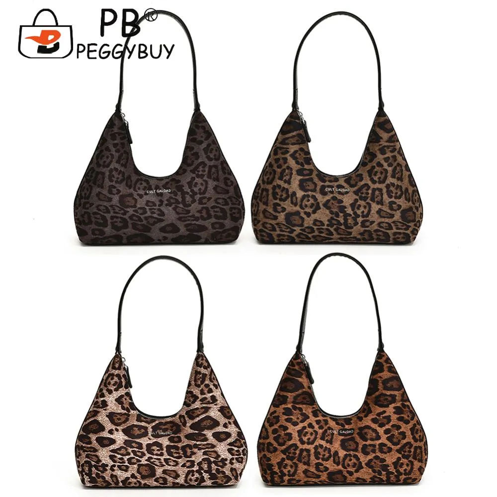 Sac à main en daim imprimé léopard pour femme, sac à bandoulière avec fermeture éclair, style rétro tendance, pour le travail et les courses_voghion.com