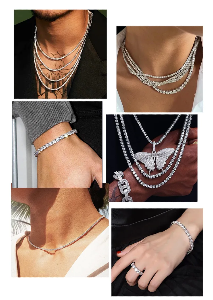 Βραχιόλι χιπ χοπ Sier VVS Cuban Link 2mm 3mm 4mm 5mm 6.5mm Moissanite, τιμή εργοστασίου Wuzhou, κοσμήματα αλυσίδας τένις_voghion.com