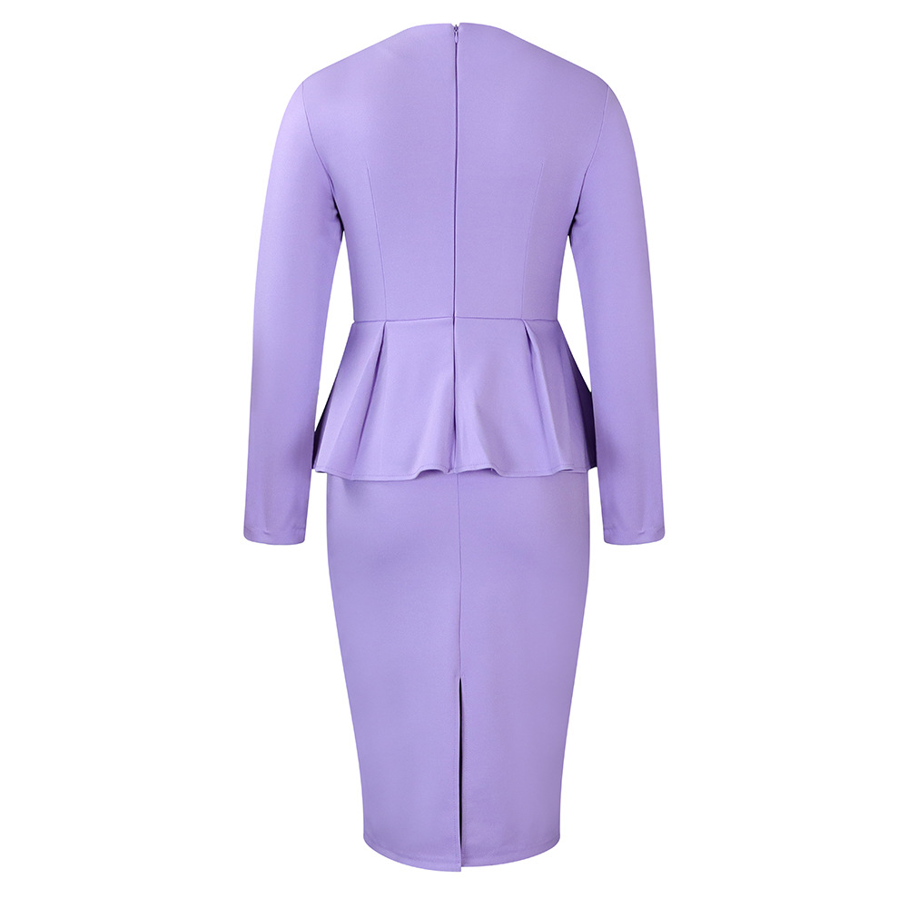 Women's Autumn And Winter New Long-sleeved OL Temperament Elegant Ruffled African Dress_voghion.com