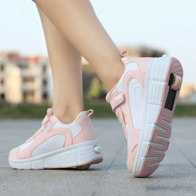 Roller Sneaker Outdoor Indoor Skating Detachable Kids Skates Breathable Blade Boy Flying Shoes Gear White 32_voghion.com