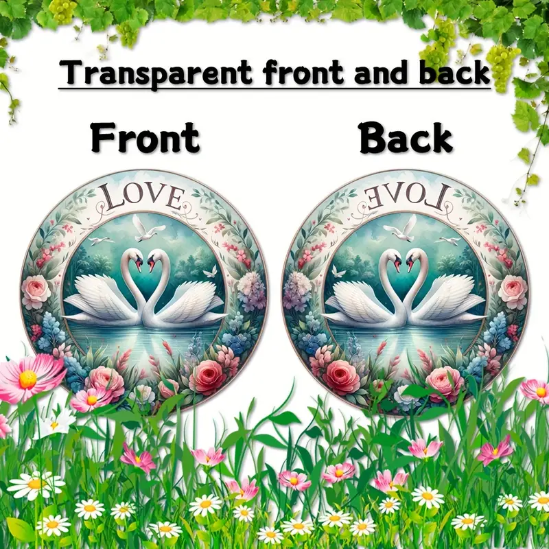 8in Swan Love Suncatcher - Clear Acrylic Valentine's Decor For Wreaths & Windows - Romantic Wedding Gift_voghion.com