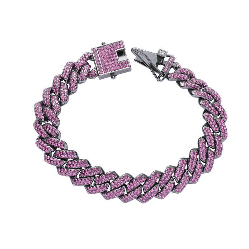 Bracciale Hip Hop alla moda con catena cubana a diametro intero_voghion.com