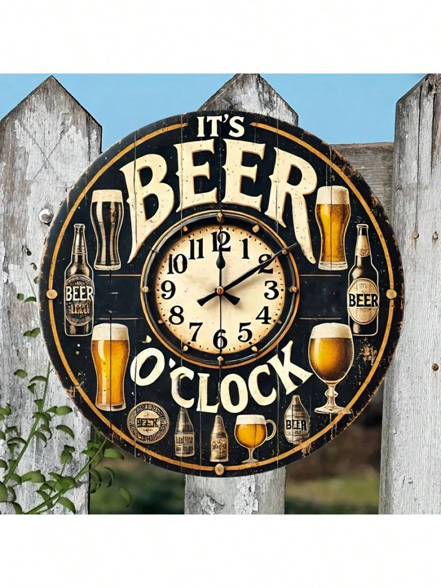 1 plaque en aluminium « Horloge à bière », idéale pour décorer une chambre, un mur, une salle de bain, un bar, un café, un garage, une villa ou toute autre pièce. Dimensions : 19,8 x 19,8 cm._voghion.com