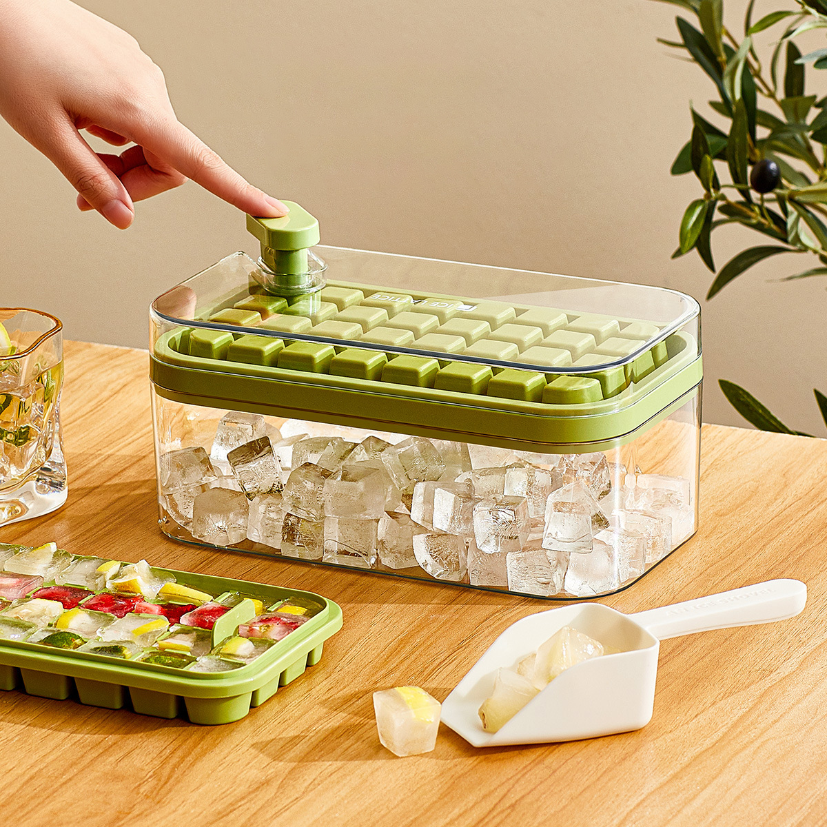 Ice Ball Maker Press Type Silicone Ice Buckets With Lid Molds Ice Cube Trays Wisky Round Ice Ball Box Kitchen Gadget Accessories_voghion.com