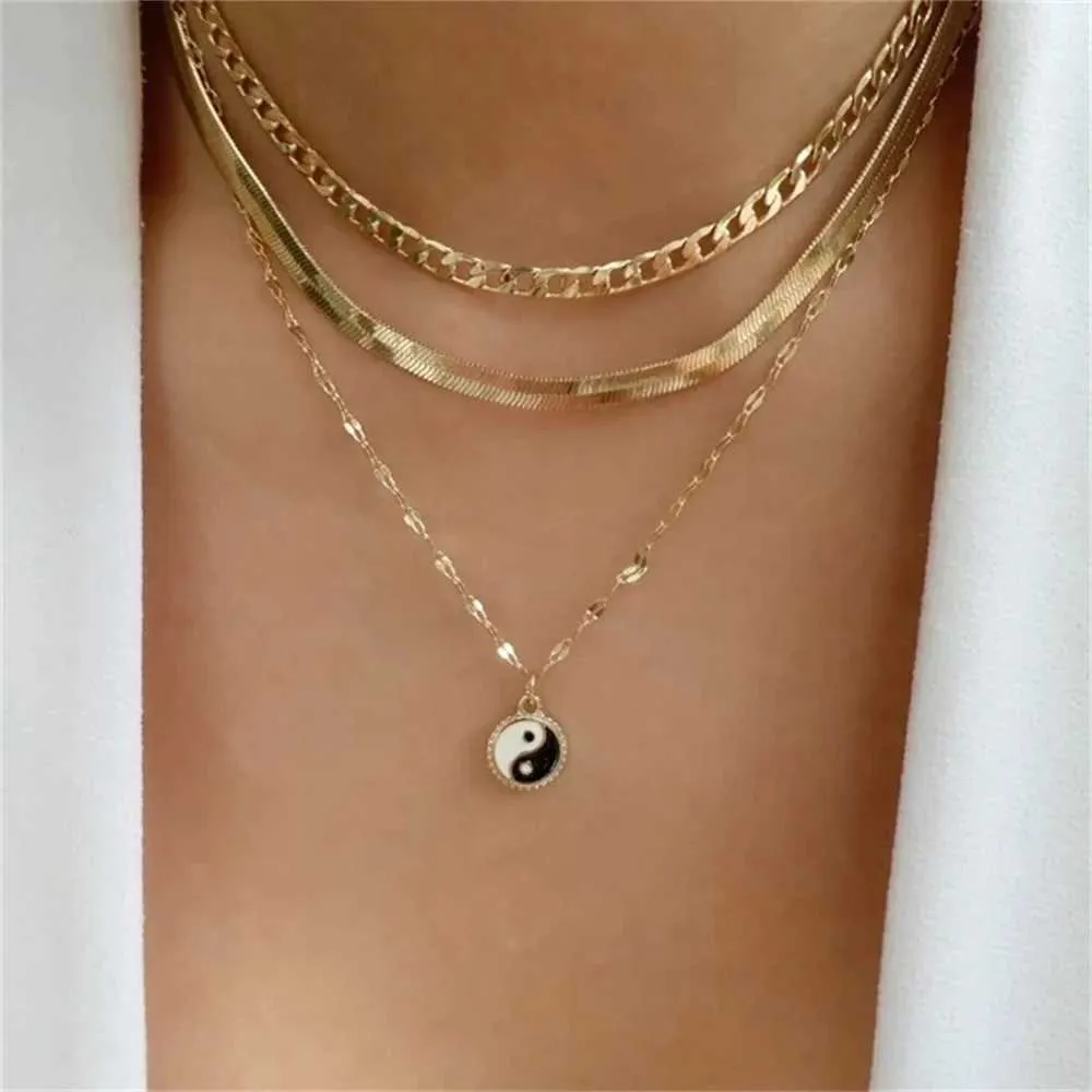 Colliers pendentifs Bls miroir en or en forme de cœur adapté aux femmes à la mode collier pendentif multicouche ensemble de bijoux_voghion.com