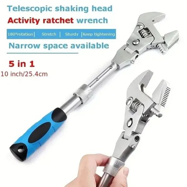 Adjustable Ratchet Wrench With Foldable Head And Dual Torque_voghion.com
