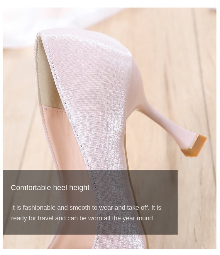 Nieuwe puntige hoge hakken, dunne hakken, enkele schoenen met ondiepe mond, modieuze zijden banket bruidsmeisjesschoenen_voghion.com
