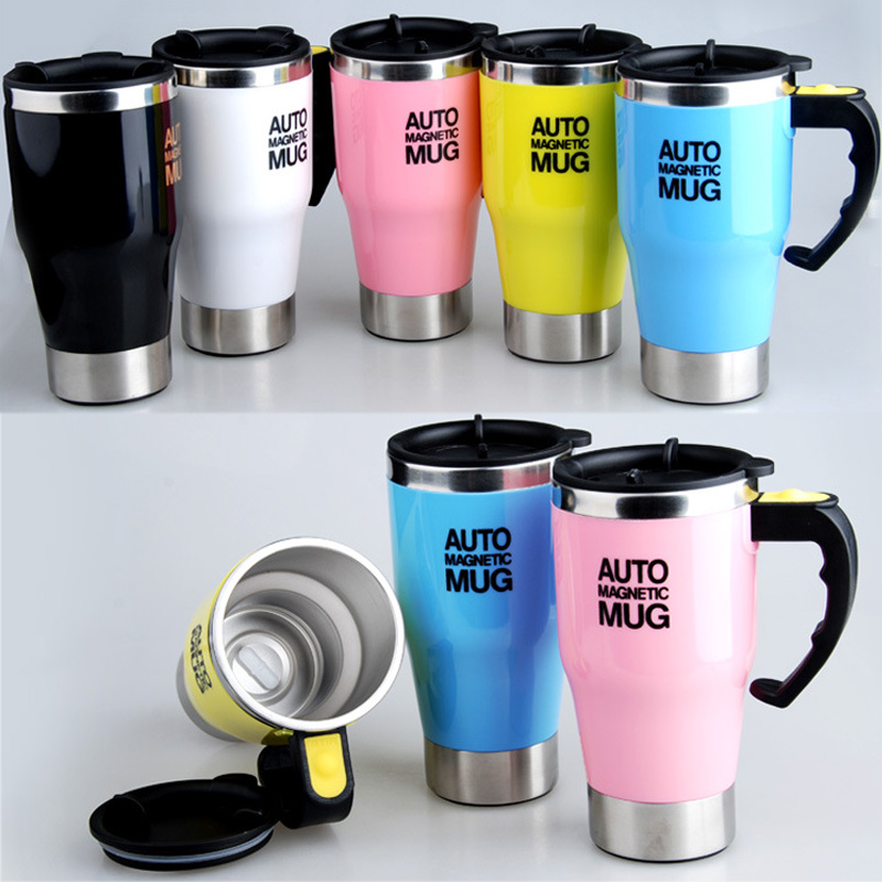 Tazza di miscelazione auto-mescolante da 400 ml Tazza di miscelazione magnetica per caffè e latte Tazza di miscelazione in acciaio inossidabile Tazza di acqua con isolamento termico_voghion.com