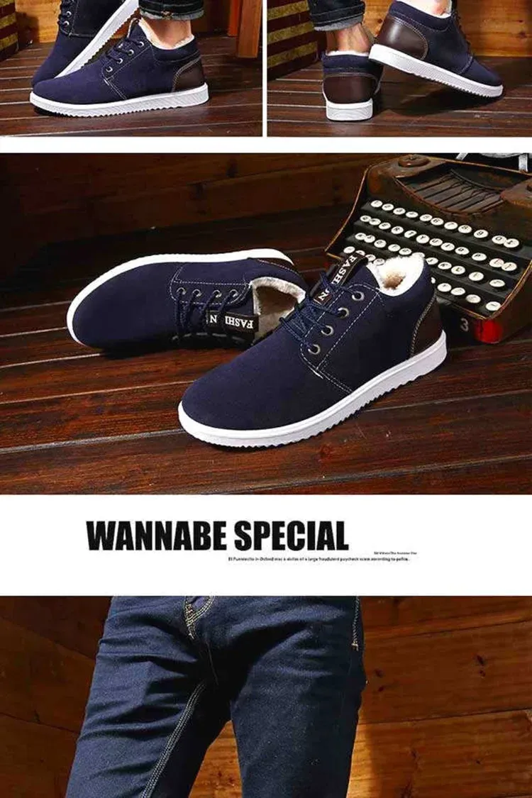 Baskets homme en daim d'hiver chaussures randonnée chaudes_voghion.com
