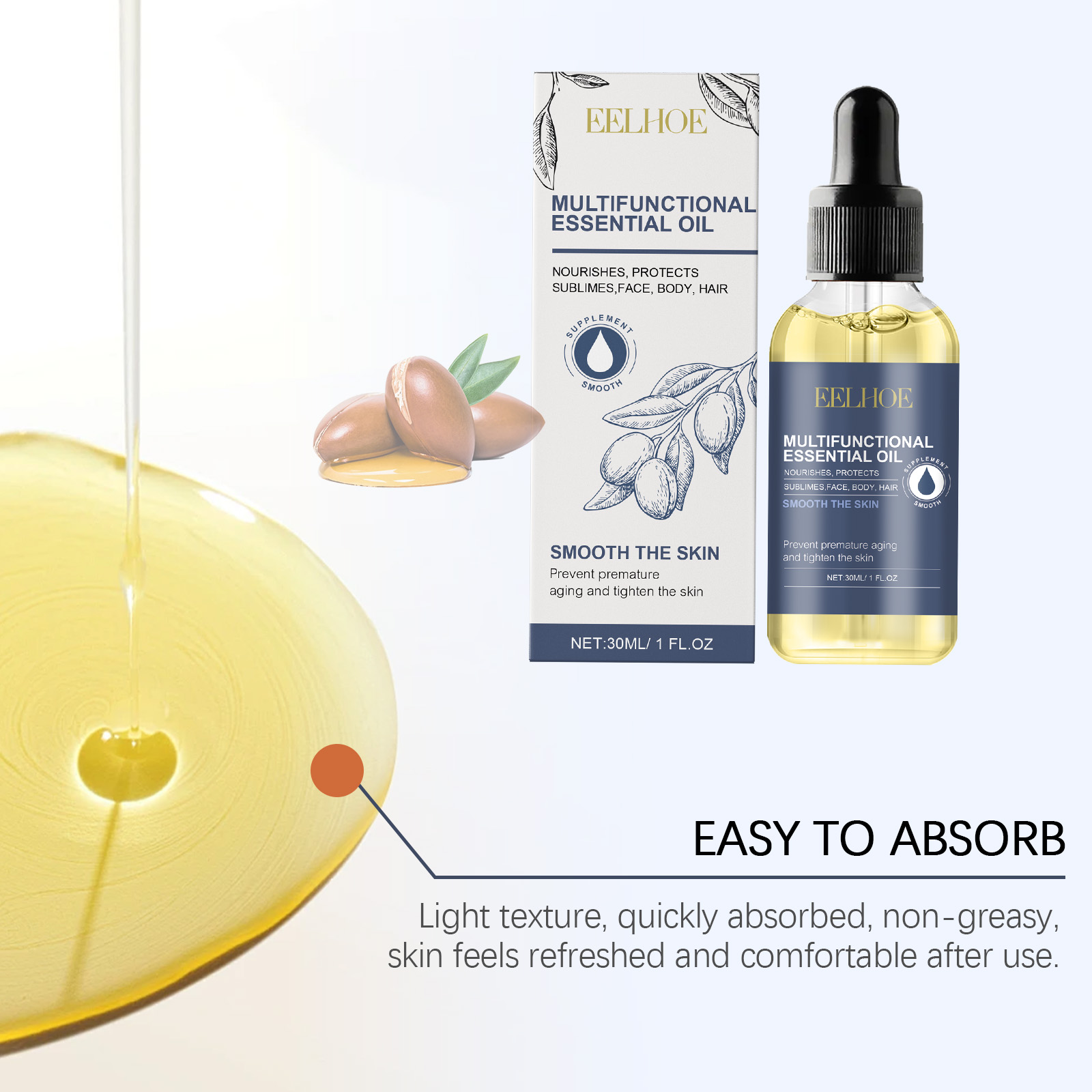 EELHOE Body Multi-Functional Essential Oil, Facial Cleansing Gentle Nourishing Moisturizing Multi-Purpose Care Essence_voghion.com