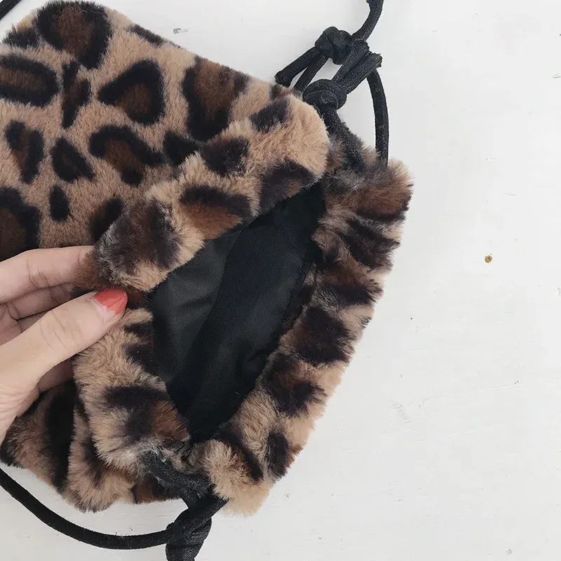 Borsa a tracolla monospalla con coulisse e motivo leopardato retrò per donna, nuova borsa a mano autunno/inverno per il tempo libero_voghion.com