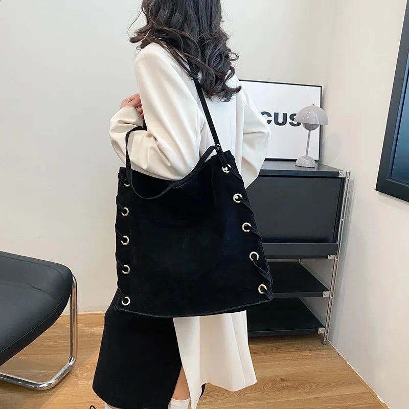 Ladies Handbags Brown Bags Tote Suede Leather Shoulder Women Top Handle Bag Female Sac A Main 240924_voghion.com