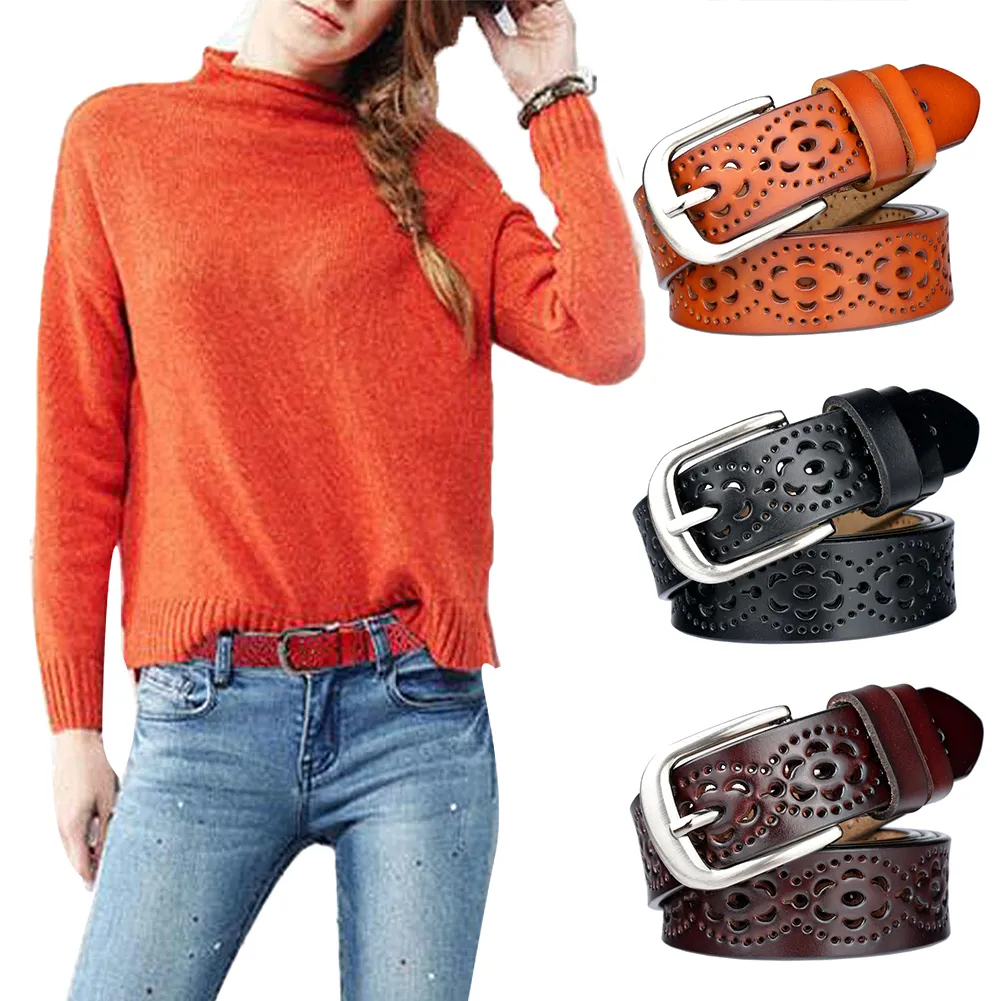 Cinture Donna Moda Larga Cintura Vera Pelle Floreale Intagliata Pelle di Mucca Per Jeans Alta Qualità Vintage Ceinture Femme Female_voghion.com