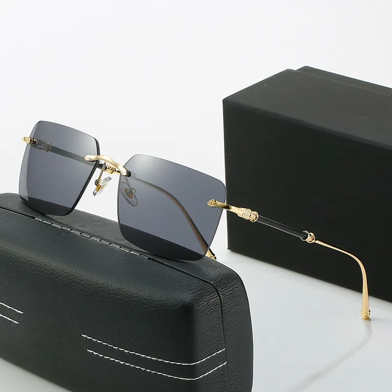 Rimless Square Sunglasses For Men Designer Luxury Gradient Blue_voghion.com