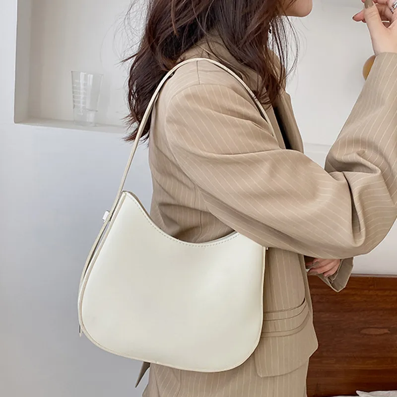 Yogodlns Half-Moon Shoulder Underarm PU Leather Armpit Retro Crossbody Bag Designer Ladies Portable Handbag Totes Purse_voghion.com