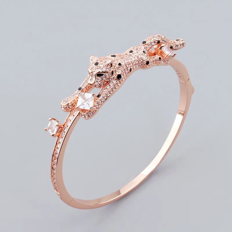 Men's Leopard Cuff Bangle With Cubic Zirconia Fine Jewelry Set_voghion.com