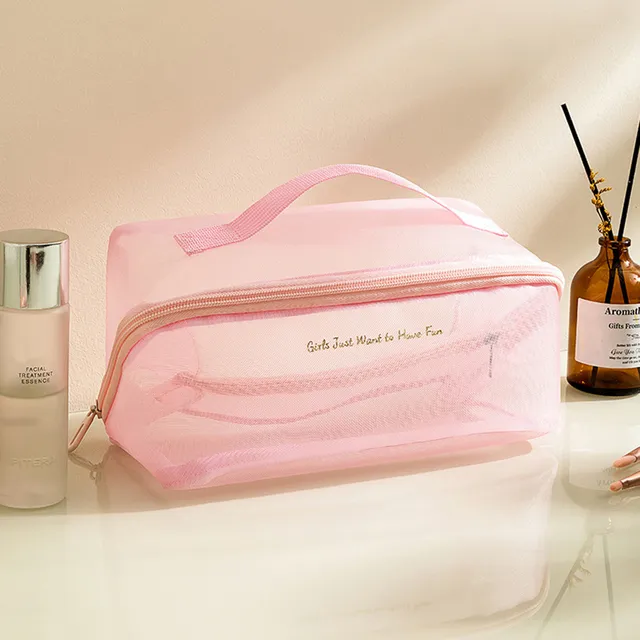 Zipper Transparent Mes Makeup Large Capacity Make Up Toiletry Was Bags Women Travel Portable Cosmetic Bag Storage_voghion.com