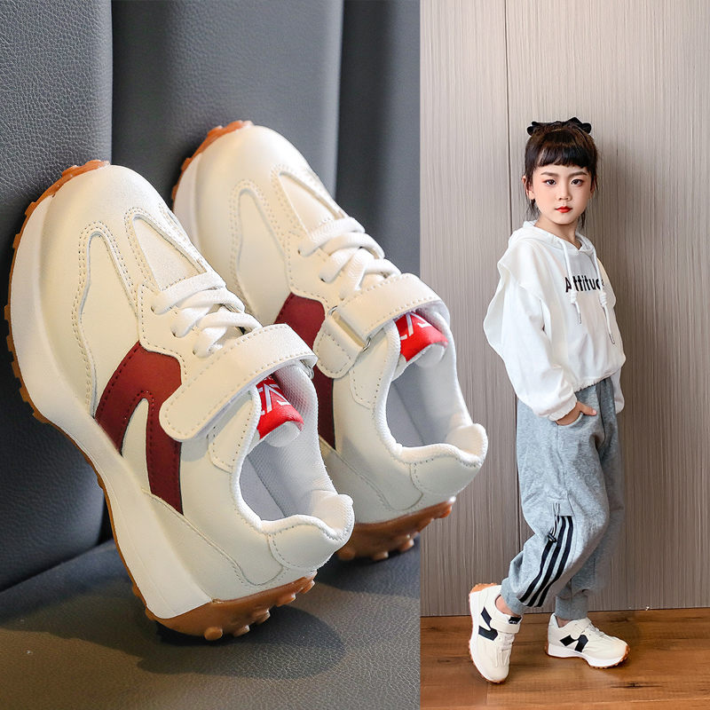 Chaussures pour enfants filles et garçons baskets en cuir PU respirant chaussures plates pour bébé chaussure de Tennis rose/noir/gris, taille