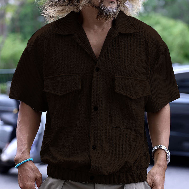 Camicia casual estiva da uomo a maniche corte con cardigan multitasche Bubble 2024_voghion.com