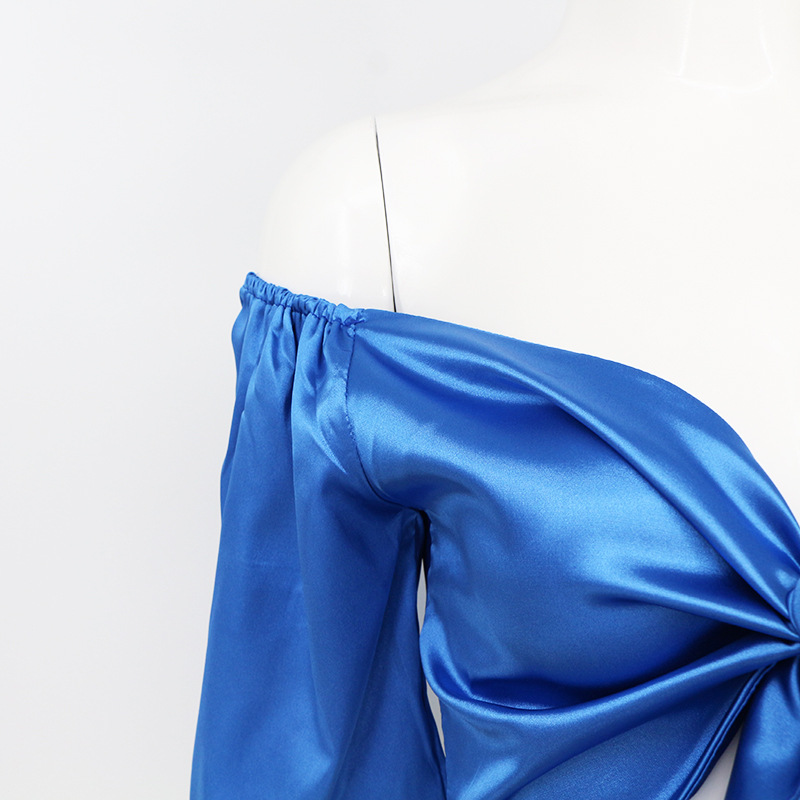 Canotta da donna con scollo a V e nodo di coniglio, senza spalline, a maniche lunghe, sexy, con spalle scoperte, colorata, estiva 2025_voghion.com
