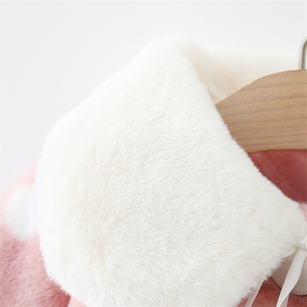 Winter Baby Girl Polka Dot Doll Collar Plush Coat Warm And Comfortable Children's Clothes_voghion.com