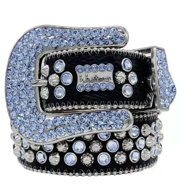 Ceinture de créateur 2022 Bb Simon Ceintures pour hommes et femmes Ceinture diamant brillante sur noir bleu blanc multicolore_voghion.com