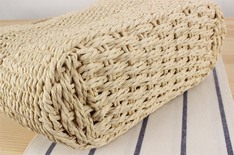 Gewebte Tasche aus Papierseil, neue französische Nischen-Hohlgewebetasche, eine Schulter, handgehaltene Strandtasche mit_voghion.com