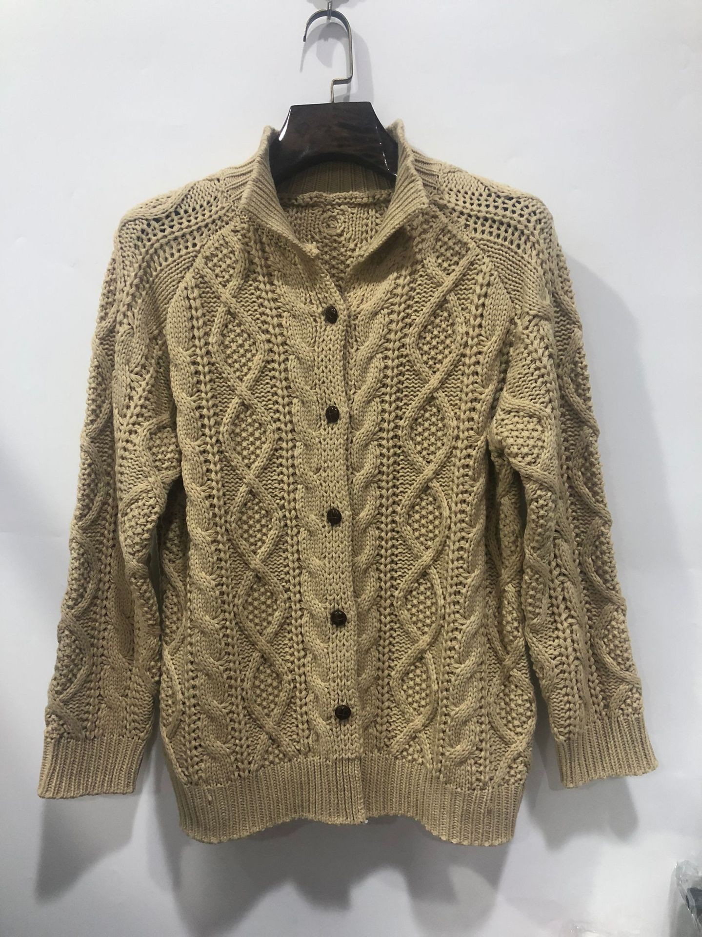 Neu Pullover Strickjacke Gekleidet Lange ärmeln Stehkragen Twisted Jacquard Casual_voghion.com