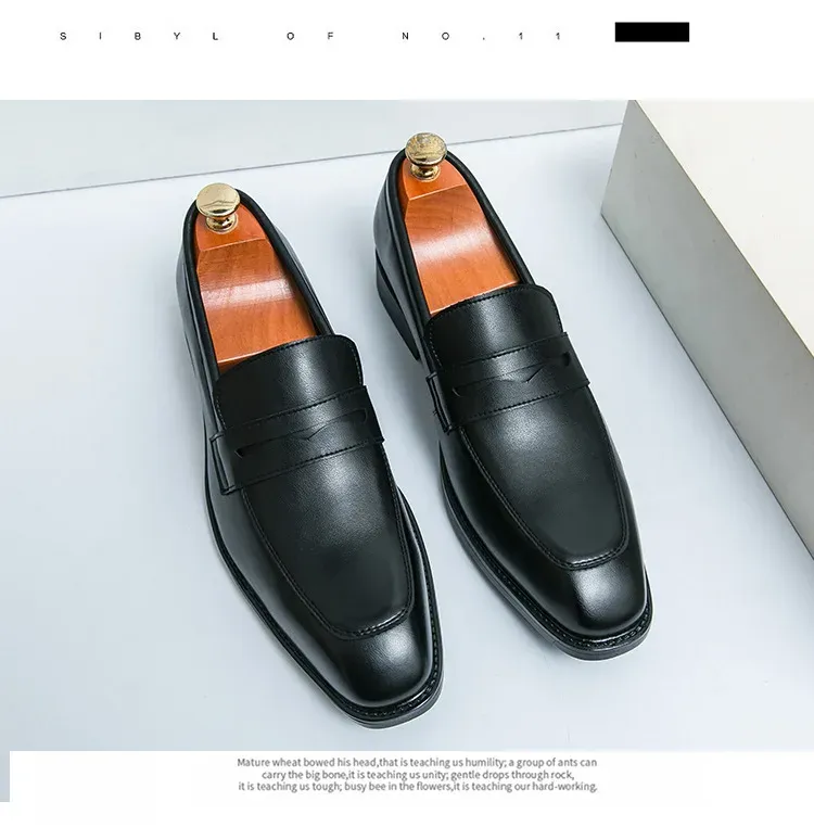 Mode Penny Slip On Loafers Leder Männer Einfache Spitzschuh Kleid Business Anzug Casual Party Hochzeit Schuhe Für Man2024_voghion.com