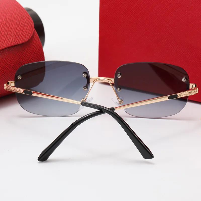 Occhiali da sole senza montatura alla moda per uomo e donna, occhiali da sole ovali stile casual business, montatura nera, classici_voghion.com