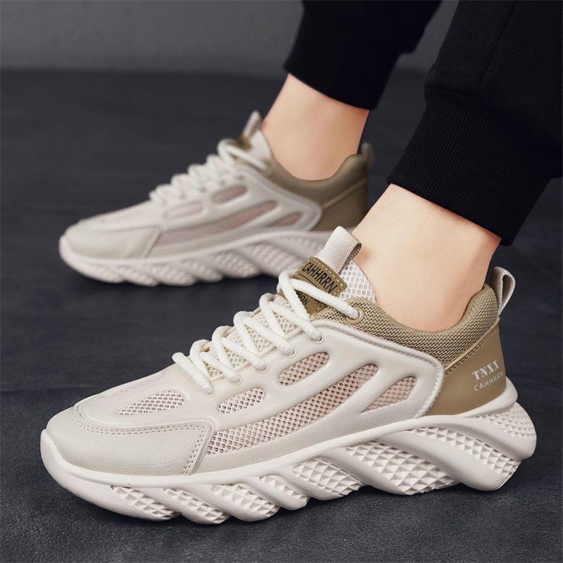 Męskie nowe wiosenne oddychające trampki męskie codzienne sportowe grube podeszwy antypoślizgowe buty z siateczki_voghion.com