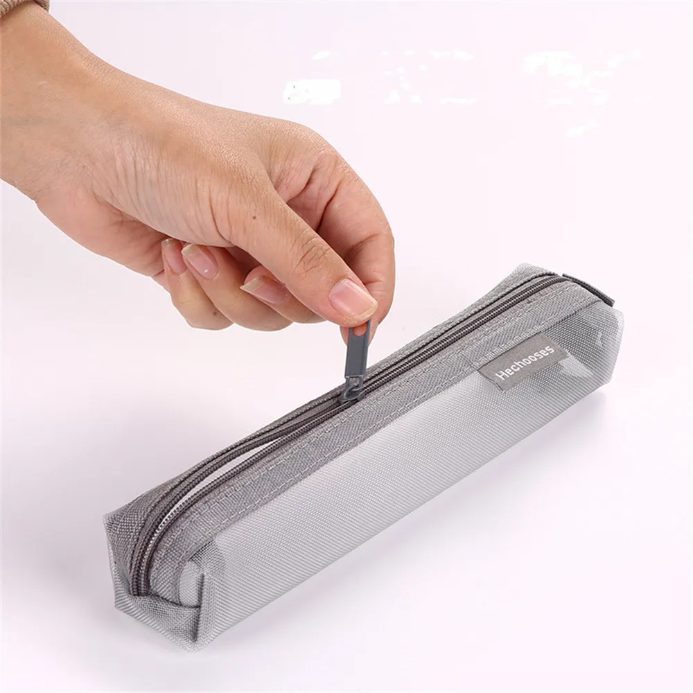 Sacchetto trasparente con cerniera in rete per cosmetici, trucco, articoli da toeletta, organizer da viaggio, rossetto, forniture scolastiche_voghion.com