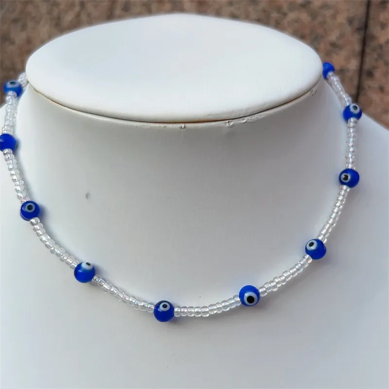 Kette bunt für Frauen Mode handgefertigt Daisy Blume Lächeln Charms Perlen Halsband Kunststoff Perlen Halskette Boho Schmuck_voghion.com
