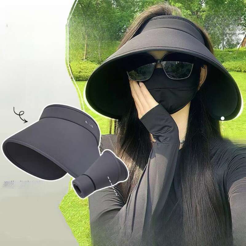 Kerek szélű nagy karimájú fényvédő üreges női nyári szabadtéri napvédő összecsukható napvédő sapka_voghion.com