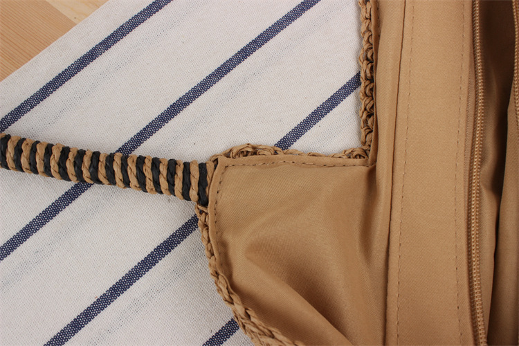 Jednokolorowa, ręcznie tkana torba w stylu Mori, prosta, jednoramienna torba ze słomy, letnia torba plażowa_voghion.com