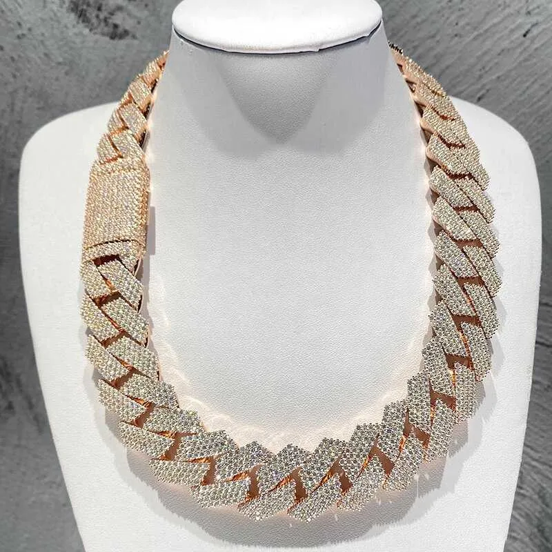 dia Gold Necklace 20mm Width 3 Row Hop Hip Jewelry Iced Out Moissanite Dias Cuban K Chain Necklaces Designer Bracelet_voghion.com