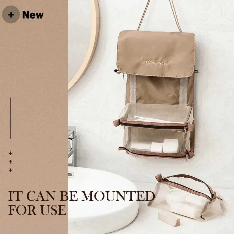 Borsa porta pennelli da trucco pieghevole in nylon con cerniera 4 in 1, indipendente da donna, Y241023_voghion.com