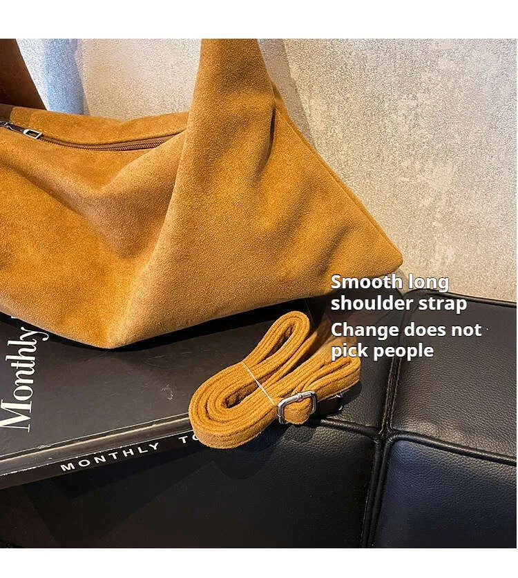 Large Capacity Veet Drawstring Messenger Shopping Underarm Commuter Tote Women's Bag Autumn And Winter All-match_voghion.com