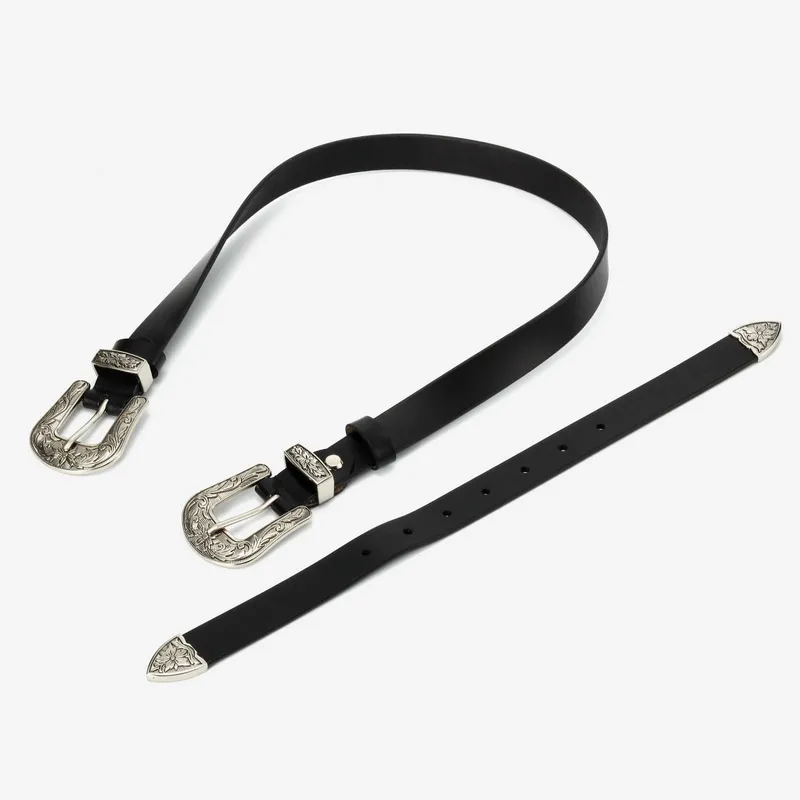 Retro doppel kopf einfache echtes leder Koreanische version von sier nadel schnalle frauen casual gürtel_voghion.com