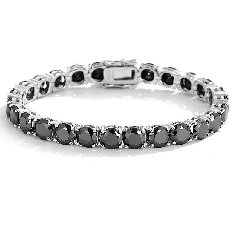 Glory Pace Black Diamond Moissanite Tennis Bracelet Silver 925_voghion.com