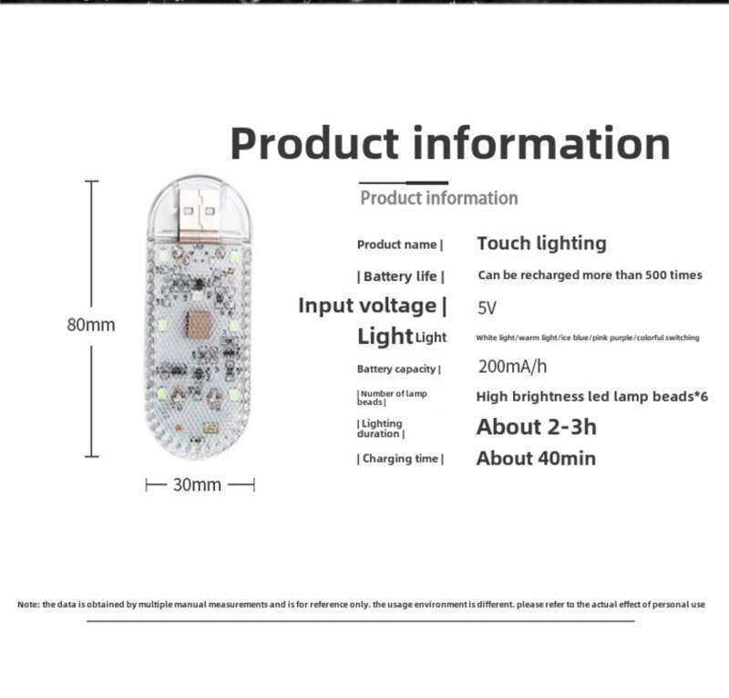 Lampe d'ambiance rechargeable avec port USB, interrupteur tactile pour plusieurs modes de réglage, charge cyclique, plafonnier_voghion.com